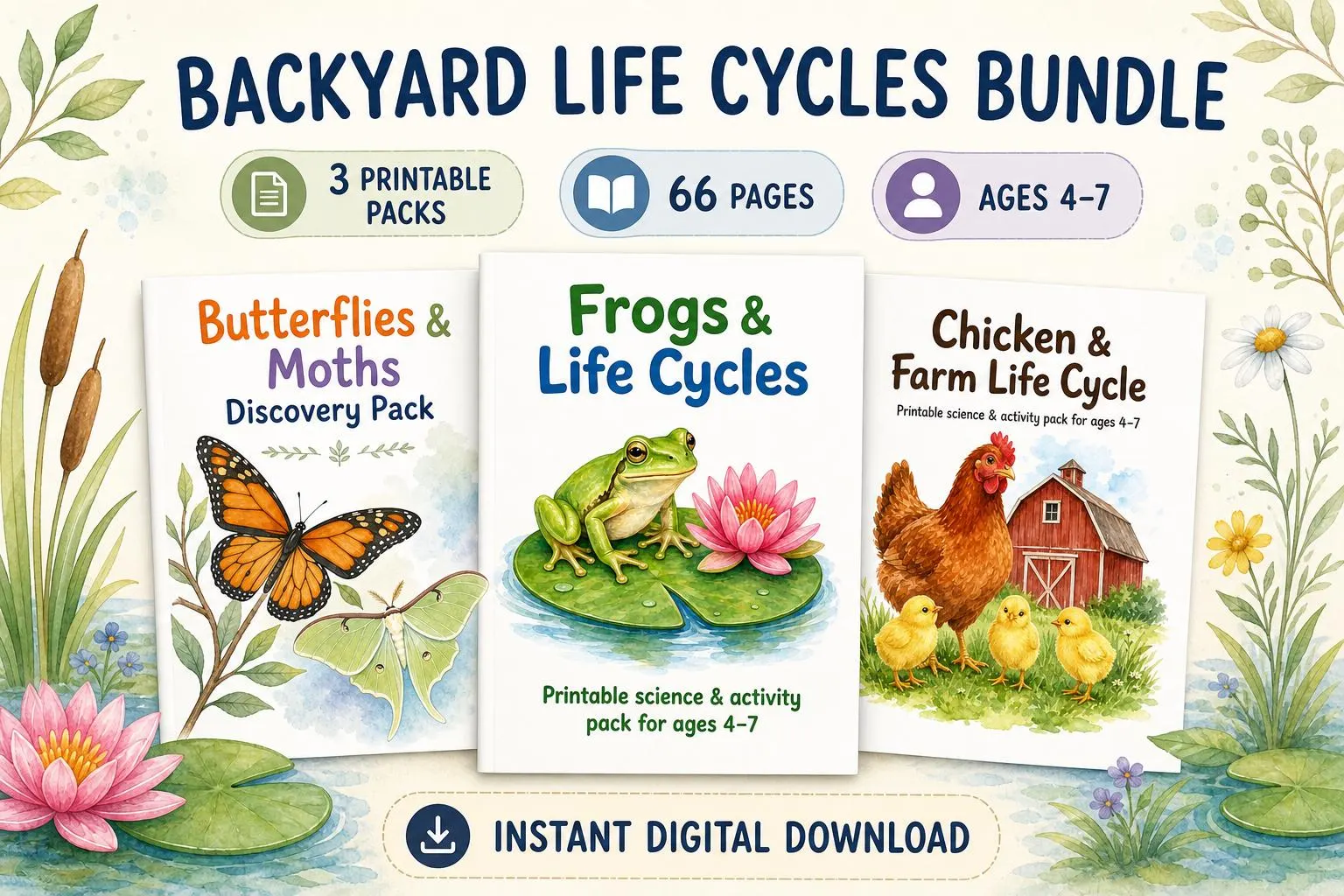 Life Cycles Printable Bundle for Kids Ages 4-7
