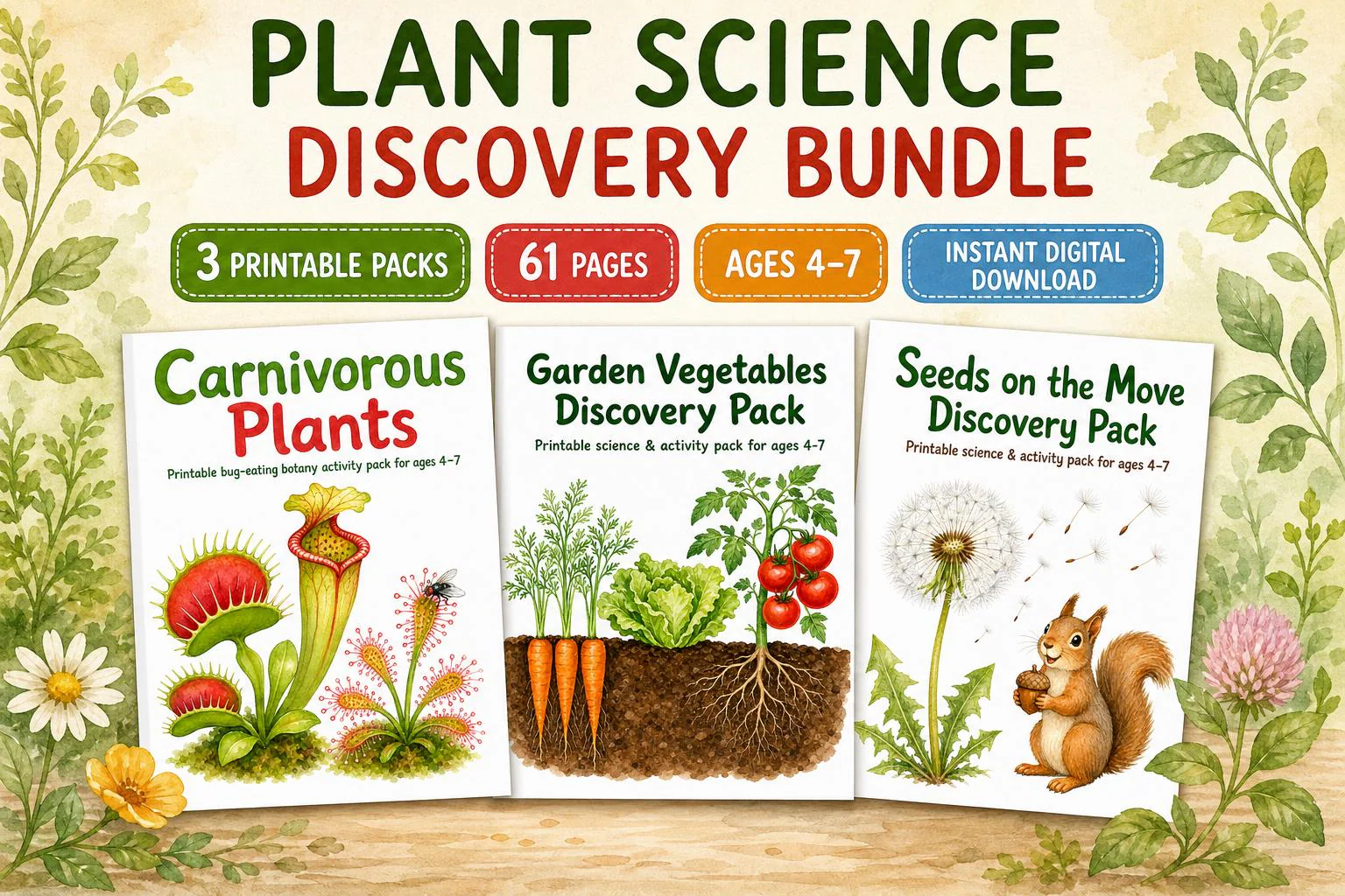 61 Page Printable Science Bundle for Ages 4-7